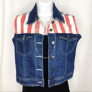 Blue Faith Denim American Flag Vest size S